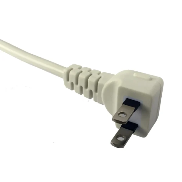 custom-length Japan Power Cord right-angled 2-prong JIS 8303 plug offering a space-saving solution powering your Japanese electronics PSE & JET safety approvals